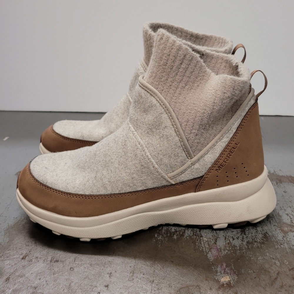 Merrell Cloud Renew Bluff Boots Women's Size 9.5 Tan Oyster Brown White J003988